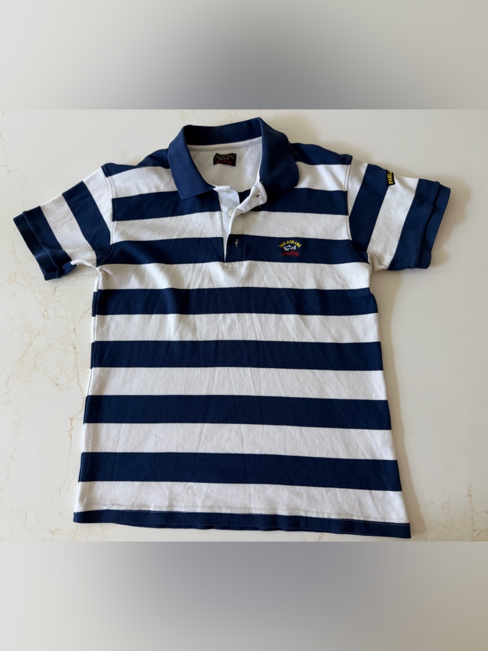 Paul & Shark Navy and White Striped Polo